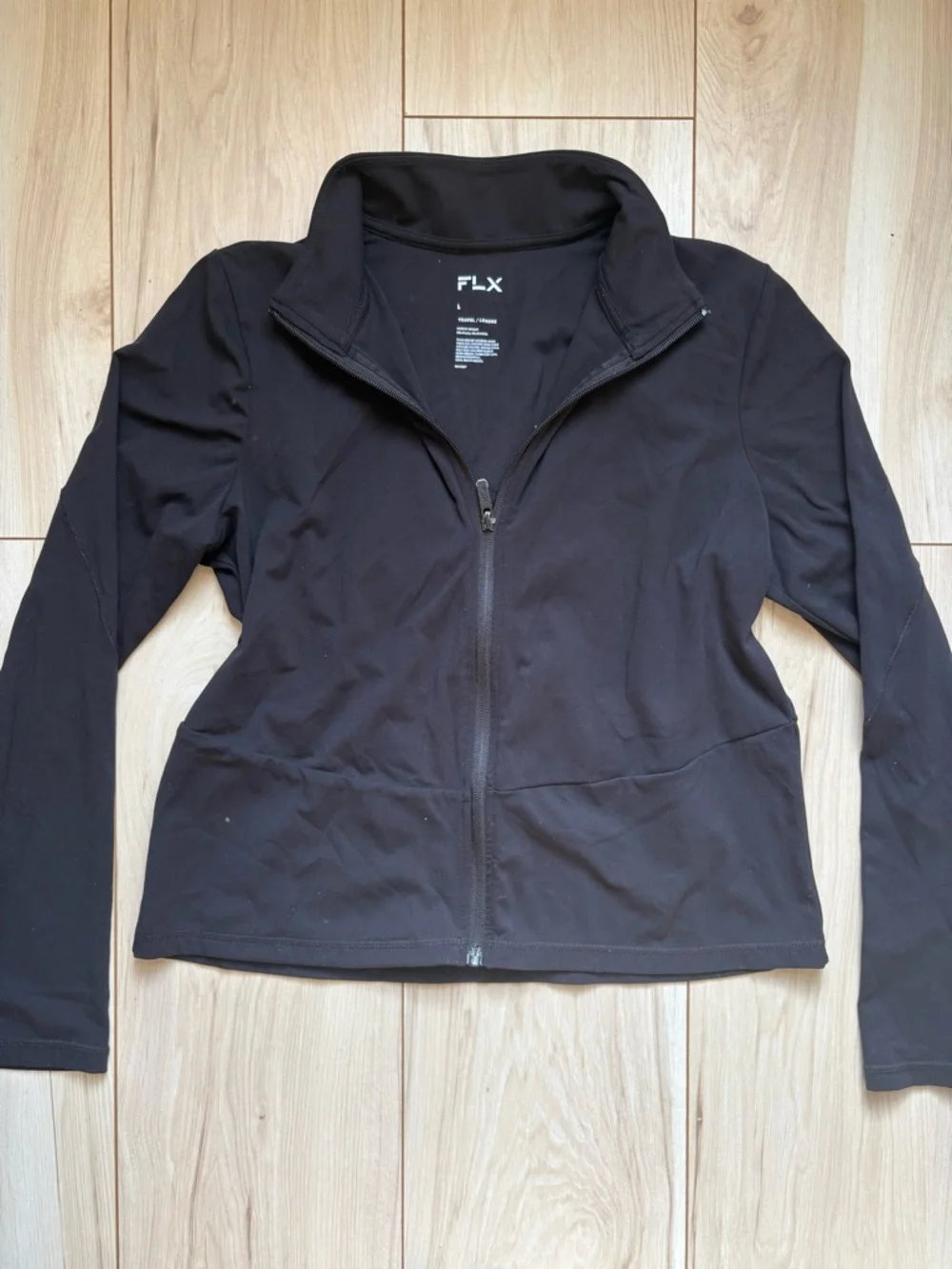 FLX Black Zip Up Jacket Women’s Large Athletic Workout Gym Lightweight - Picture 2 of 4